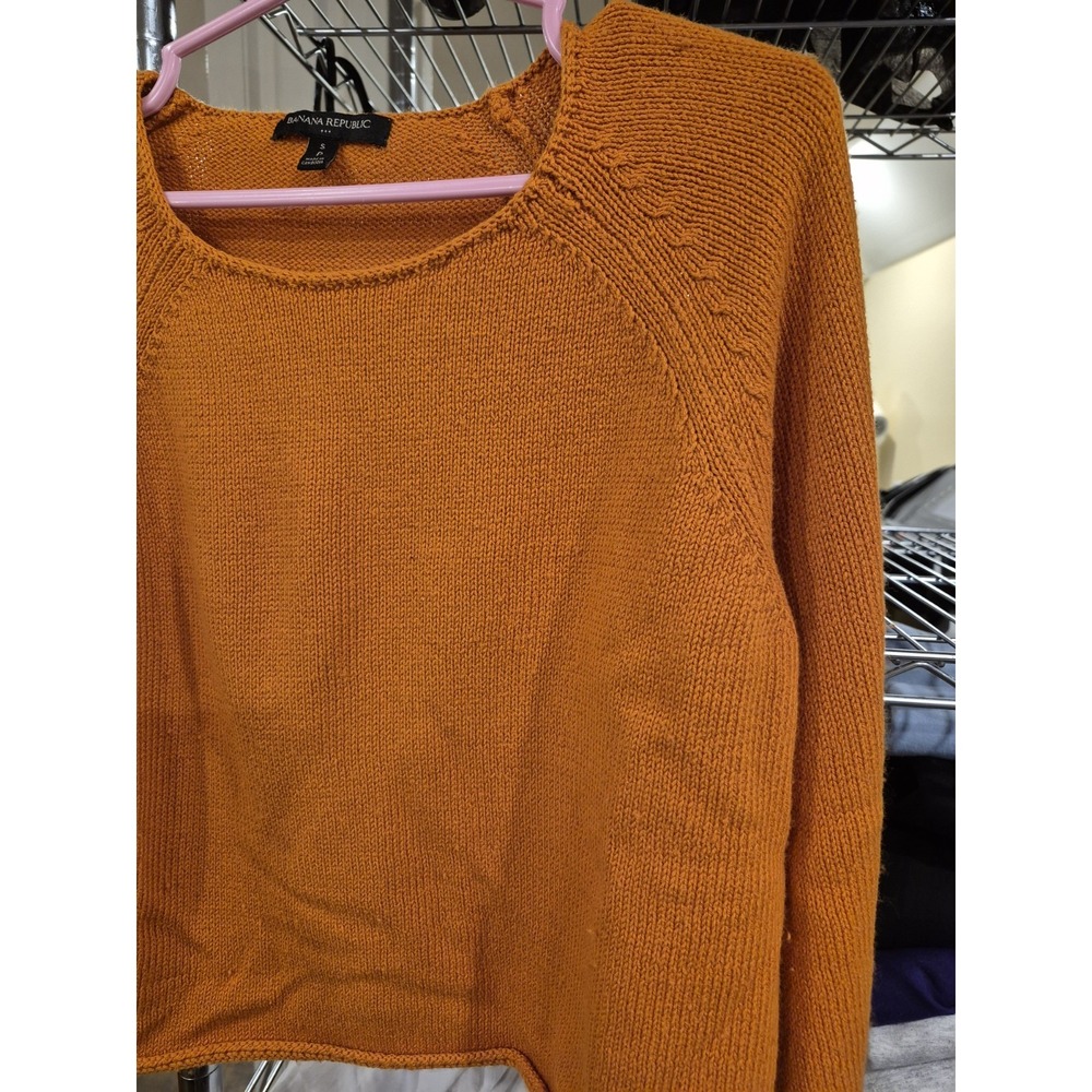 Banana Republic Orange Knit Boatneck Raglan Long Sleeve Sweater Size S EUC - Picture 8 of 11